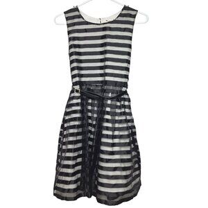 Knitworks Girls Skater Dress Size 16 Black White Striped